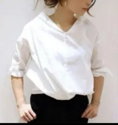 【DEUXIEME CLASSE】スキッパーシャツブラウス（ホワイト）