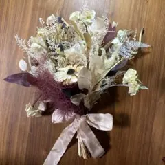 ウェディングブーケ　ブートニア付き　プリザーブド　ドライフラワー　結婚式　花束