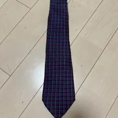 Hermès ネクタイ ネイビー レッド チェック柄