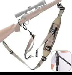 銃ライフルスリング　3点式ナイロン製森林迷彩狩猟スイベル　黒