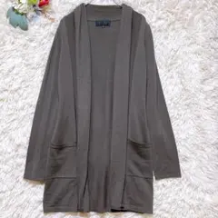 美品【アンタイトル】(2)ロングカーディガン ウール混 グレー 通勤のサムネイル