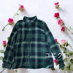 ユニクロチェック柄長袖ネルシャツ