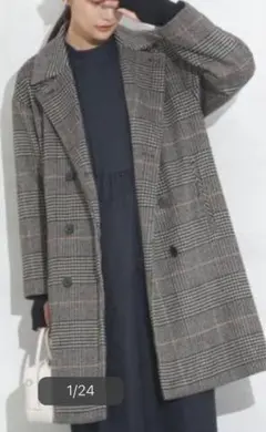 NANO universe シャギーグレンチェックジャケットコート