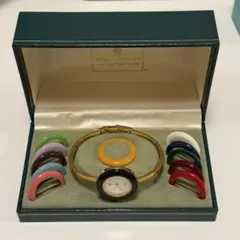 【稼動品】【電池切れ】GUCCI チェンジベゼル バングルウォッチ アナログ腕時