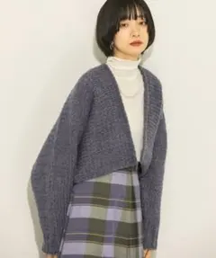 KBFショートカーディガン ニットパープル