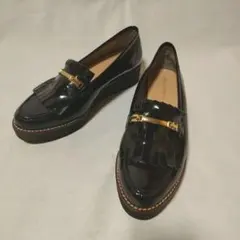 Oriental Traffic 黒 フリンジローファー 厚底