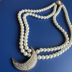 月のネックレス♡ ヴィンテージ パール2連ネックレス　冠婚葬祭パーティー