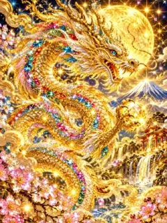 オリジナルデジタルアートプリント 龍 宝石 幻想的写真Lサイズ