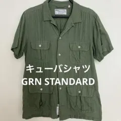 キューバシャツ GRN 半袖 オリーブグリーン　メンズ　レディース　兼用のサムネイル