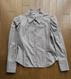 ZARA チェック柄 パフスリーブ 長袖シャツ