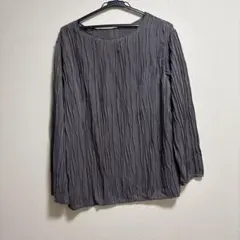 GRL 長袖 プリーツ ブラウス ダークグレー