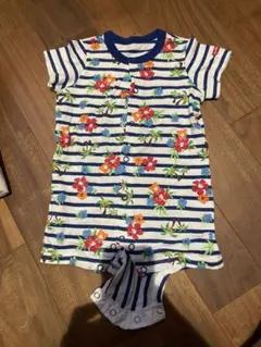 ミキハウス ホットビスケッツ ロンパース 80cm ボーダー青白