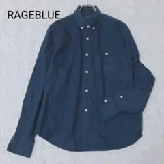 レイジブルー シャツ ネイビー カジュアル 長袖 無地