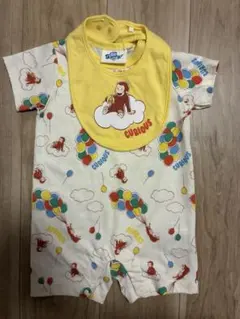 おさるのジョージ　ベビー服　ロンパース　スタイ付き　よだれかけ　80 新品