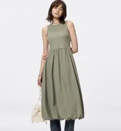 バブルヘムワンピース　オリーブ