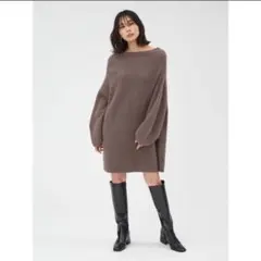 新品　FRAY I.D フレイアイディー　ラクーンニットミニワンピ　ブラウン