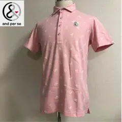 アンパシィ ゴルフ ポロシャツ 日本製 ピンク 総柄 LLサイズ