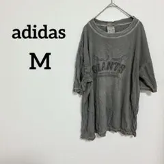adidas 【M】グレー ロゴTシャツ 灰色 トップス アディダス スポーツ