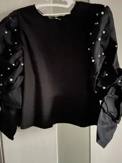 ZARA ザラ パール付 パフスリーブトップス（M）