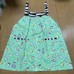 ハム太郎柄ミントグリーンエプロン（保育士さん用）ハンドメイド