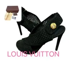 美品　LOUIS VUITTON パンチングレザー サンダル ブラック箱替えゴムのサムネイル