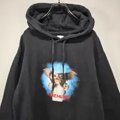 コラボ　フーディー　パーカー　L　Gremlins　刺繍　ロゴ　ブラック　古着