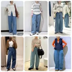 レプシィム ウエスト切り替えデニムパンツ ワイド カーブパンツ ルーズ