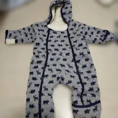 動物柄フード付きモコモコロンパース80サイズ