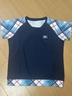 セントクリストファー ネイビー チェック柄 Tシャツ M