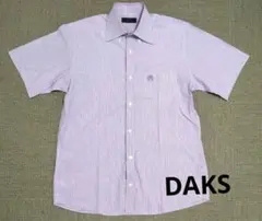 【美品】DAKS 半袖ワイシャツ パープル ストライプ柄 サイズМのサムネイル