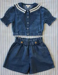 Bonjour set crop shirt short skirt Denim