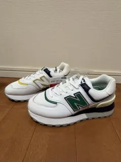 New Balance ML574 ホワイト/グリーン/イエロー スニーカー