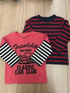 赤と黒のストライプ Tシャツ 2枚セット　80サイズ