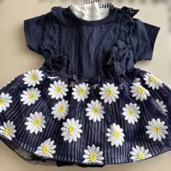 デイジー柄ネイビーワンピース