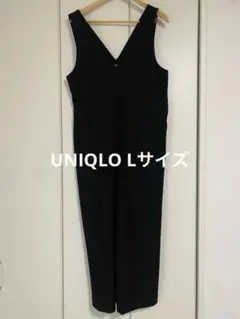UNIQLO ユニクロ ブラック Vネック サロペット　Lサイズのサムネイル