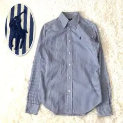 ラルフローレン ストライプ シャツ ポニー刺繍 コットン レディース S 美品