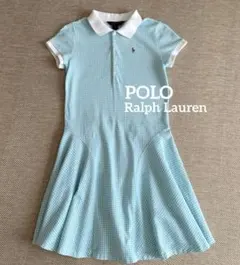 美品ラルフローレン*ギンガムチェック柄*ストレッチ＊ポロワンピース*160
