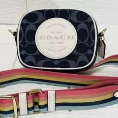 美品　COACH コーチ デニム シグネチャー ミニショルダーバッグ