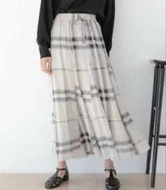 グローバルワーク　エアリーリラックスフレアスカート　ショート丈　チェックのサムネイル