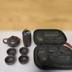 中国茶器セット 携帯用 茶器揃 急須 湯呑4客 茶筒 収納ケース付