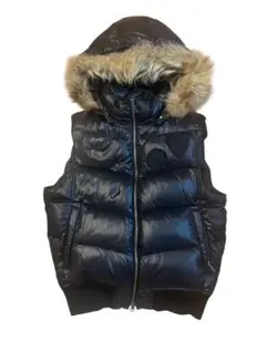 ダウンベスト　ファー付き　y2k グランジ　ダブルジップ　お兄系　短丈