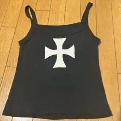 Brandy Melville 黒のクロス刺繍タンクトップ　グランジ