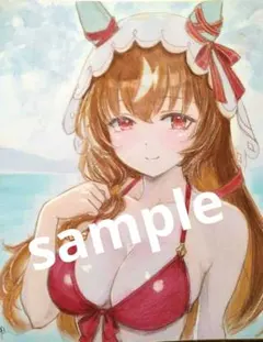 手描きイラスト ウマ娘サトノダイヤモンド&キタサンブラック 水着 原画