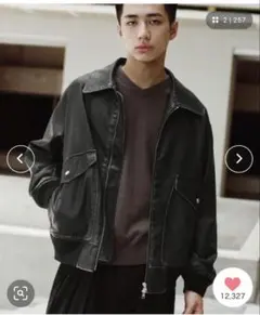 WYM 黒 レザージャケット ボア襟付き サイズM