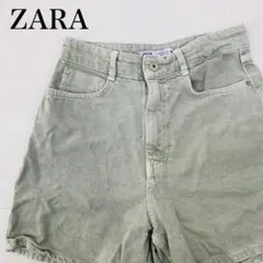 美品 ZARA ザラ ショートパンツ 薄緑 サイズ38 0860B