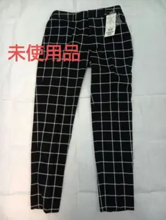【未使用品】ブラックホワイトチェック Mサイズ カジュアルパンツ