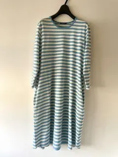 マリメッコ ワンピース　ボーダー　チュニック　水色