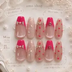 現品セール】ネイルチップ♡ピンクレッド マグネット量産型地雷韓国