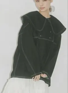 デニムビッグカラーフリルブラウス merryjenny