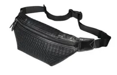 ボディバッグ ワンショルダー 編み込み ウエストポーチ PUレザー メンズ